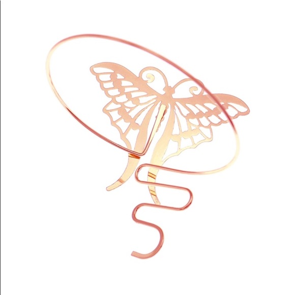 18K Rose Gold Plated Butterfly Upper Arm Cuff - Picture 2 of 3